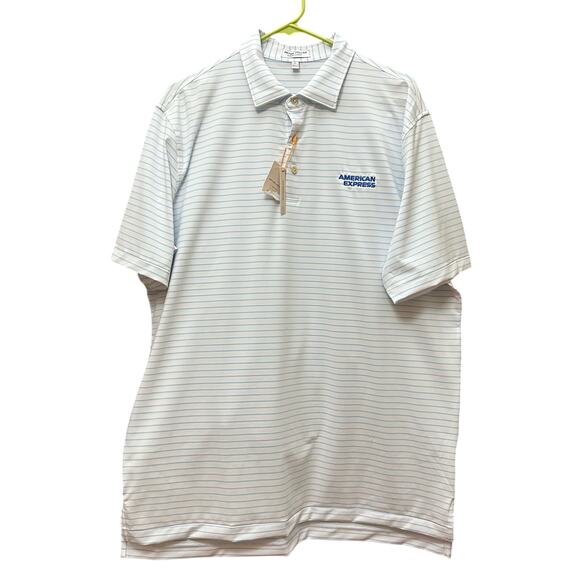 Peter Millar Summer Comfort Striped Polo Shirt American Express Large MS23EK08S - Picture 2 of 14